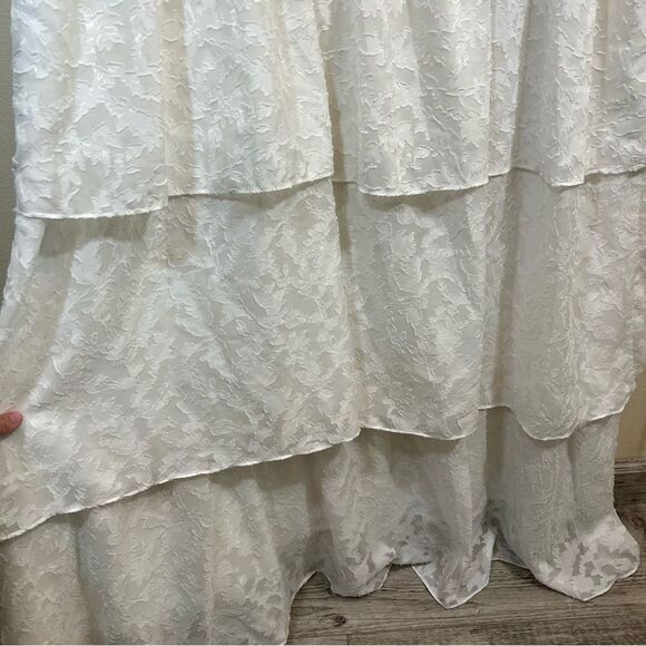 Ivy City Co. Mimi White Dress Puff Sleeve Floral Chiffon Detail Basque Waist 22W - Picture 7 of 14